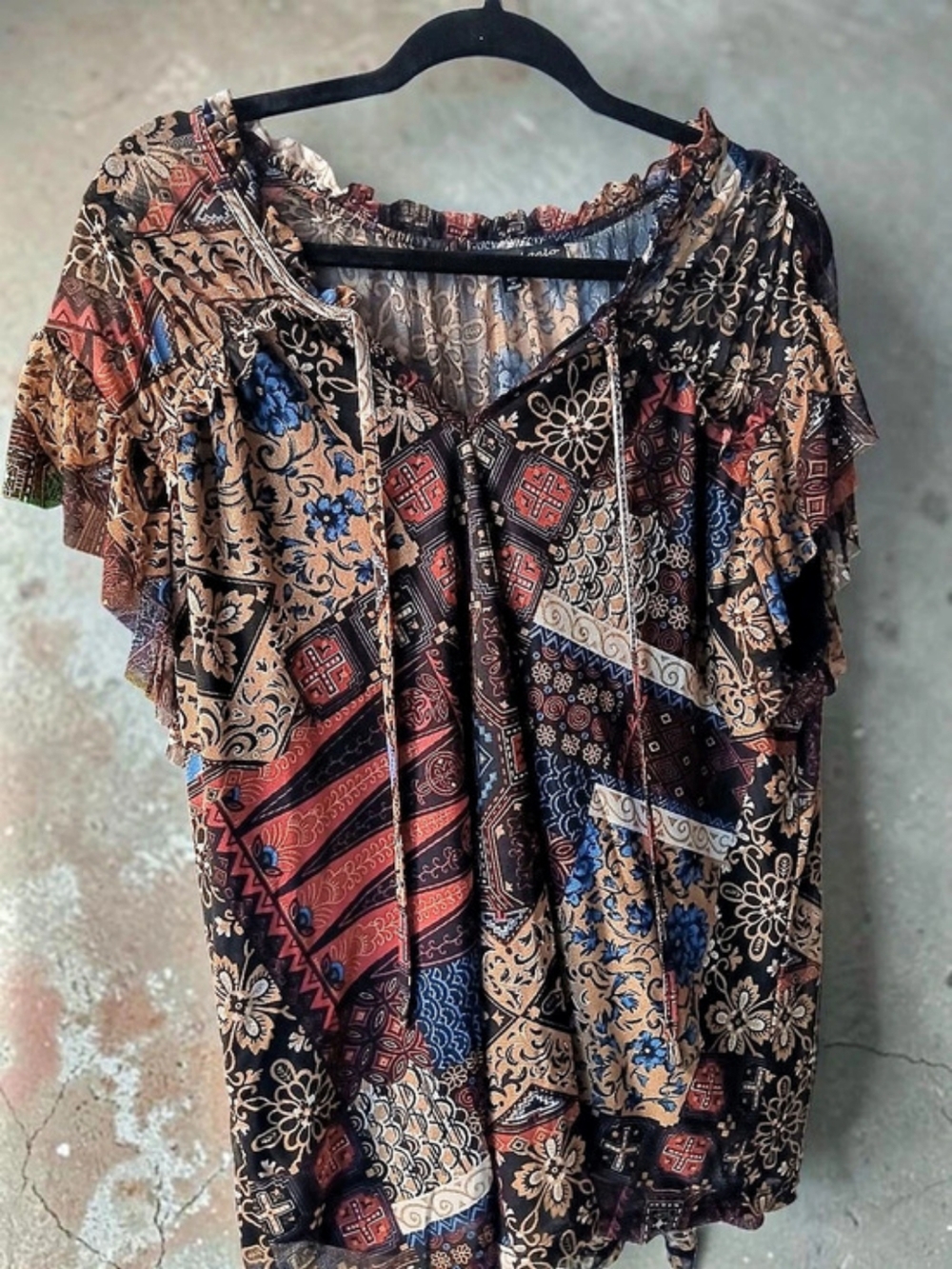 Zoey & Leelo Printed Short Sleeve Blouse Size 2X Like New